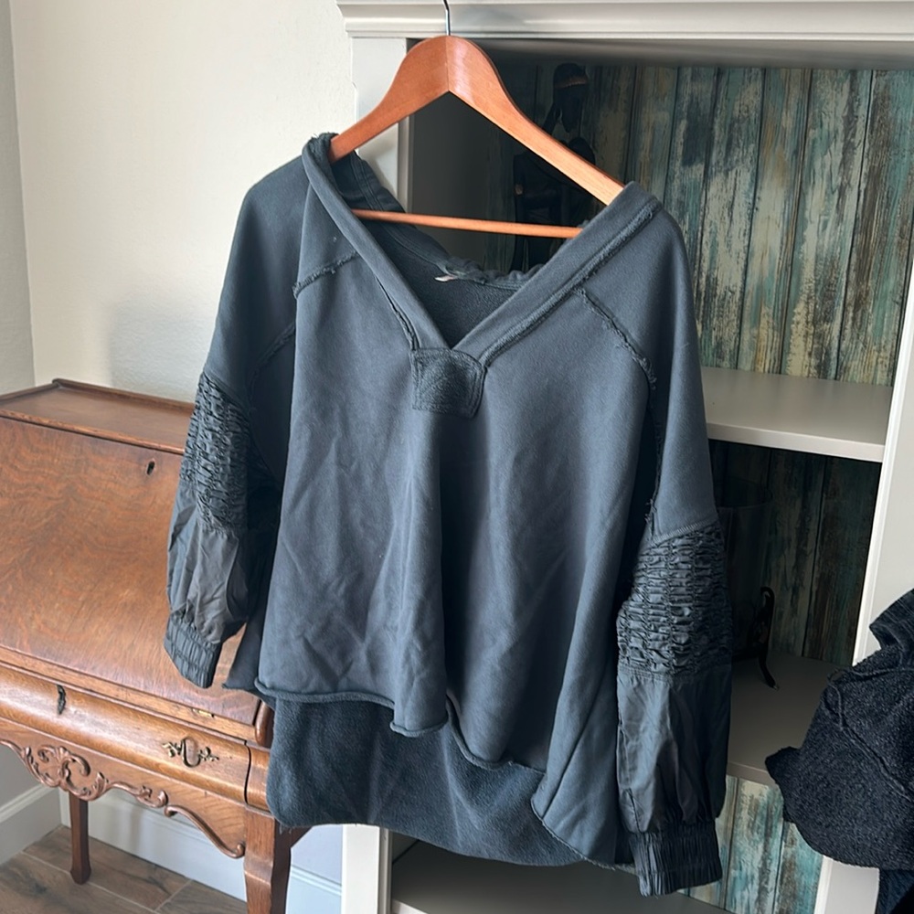 FP Movement by Free People Washed Black V-Neck Pullover Sweater